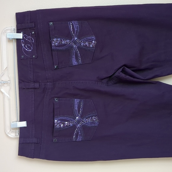 Size 16/32 Code Blue Marielle Slim Straight Blingy Purple Denim Jeans 16 - Picture 6 of 12